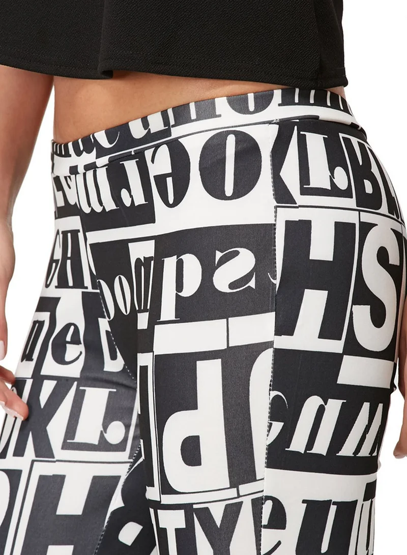 Velvet Fox Letter Print Leggings