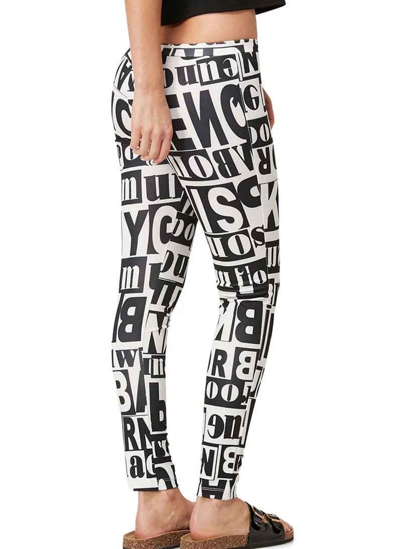 Velvet Fox Letter Print Leggings