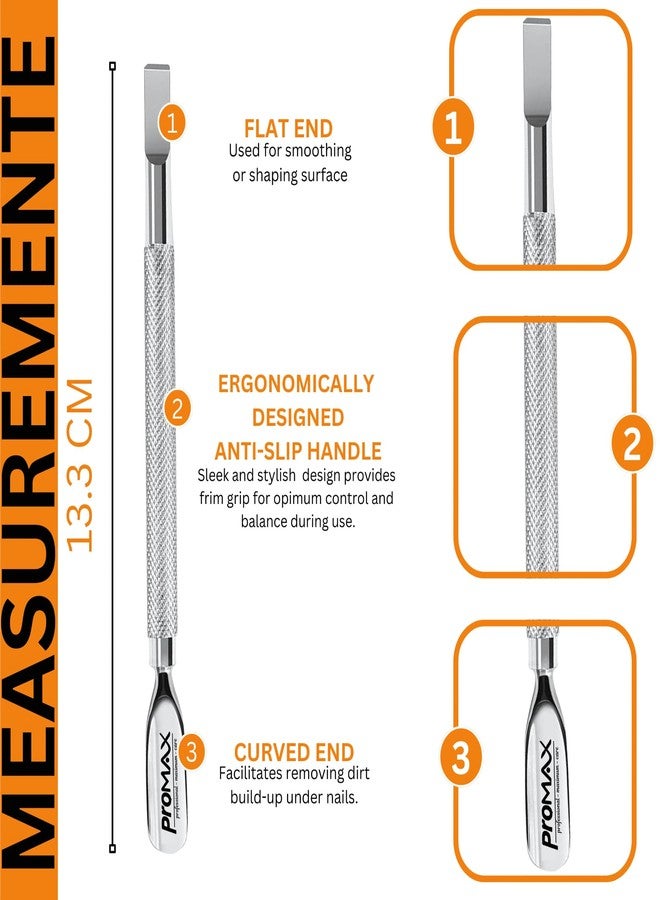 ProMax Care Double Ended Cuticle Pusher and Nail Cleaner Professional Grade Surgical Stainless Steel Dual Action Manicure and Pedicure Tool for Fingernails and Toenails Silver - Image 2
