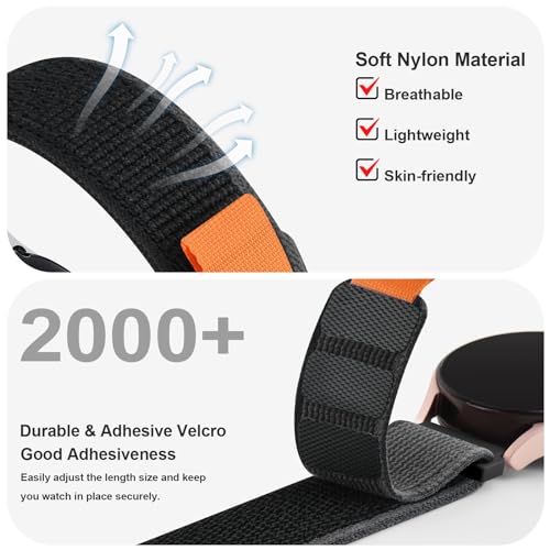 Meliya Band Compatible with Amazfit Bip 5 / Bip 6 Band Women Men Women Men, 22mm Adjustable Soft Nylon Replacement Watch Strap for Amazfit Bip 5 / Bip 6 Smart Watch (Black Ash) - Image 4