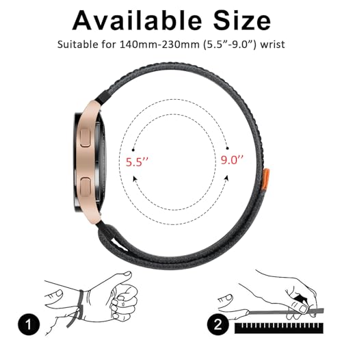 Meliya Band Compatible with Amazfit Bip 5 / Bip 6 Band Women Men Women Men, 22mm Adjustable Soft Nylon Replacement Watch Strap for Amazfit Bip 5 / Bip 6 Smart Watch (Black Ash) - Image 5