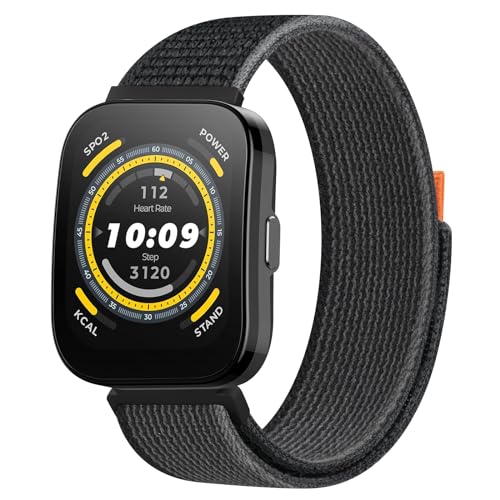 Meliya Band Compatible with Amazfit Bip 5 / Bip 6 Band Women Men Women Men, 22mm Adjustable Soft Nylon Replacement Watch Strap for Amazfit Bip 5 / Bip 6 Smart Watch (Black Ash) - Image 1