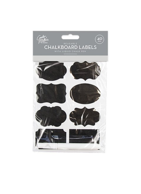 Chalkboard Labels 40 Pack: Customizable, Durable, Non-Toxic Chalk, Strong Adhesive, Easy to Clean, Space-Saving, Clear Text, Modern Design, Kitchen Essential, Pantry Organization