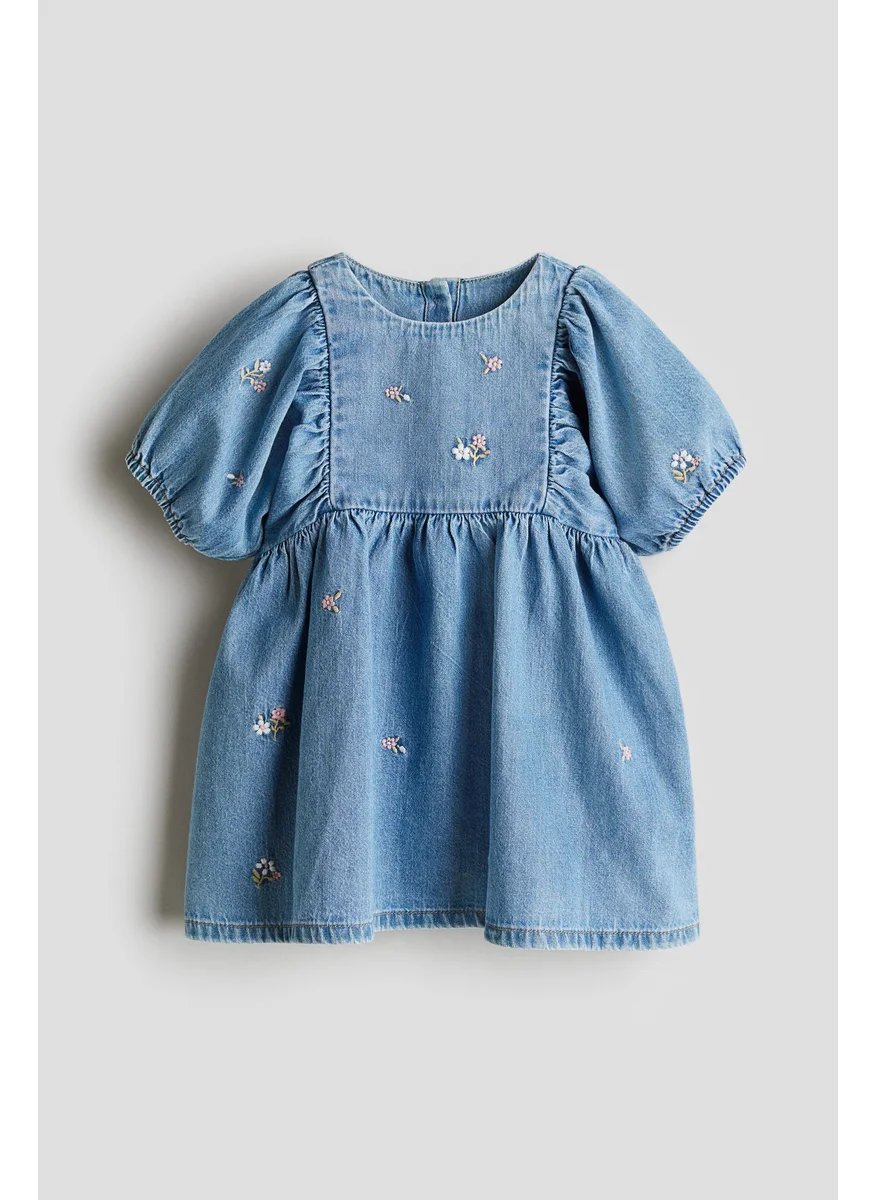 H&M Embroidery-Detail Denim Dress