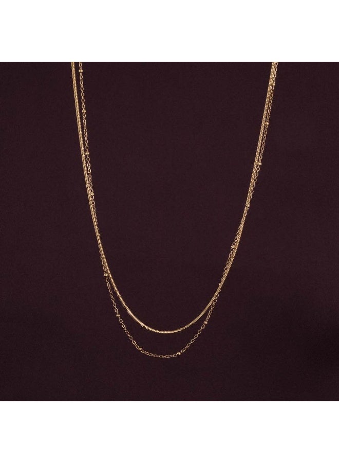 PALMONAS 18k Gold Tone Plated Double layer choker necklace
 for Women - Image 2