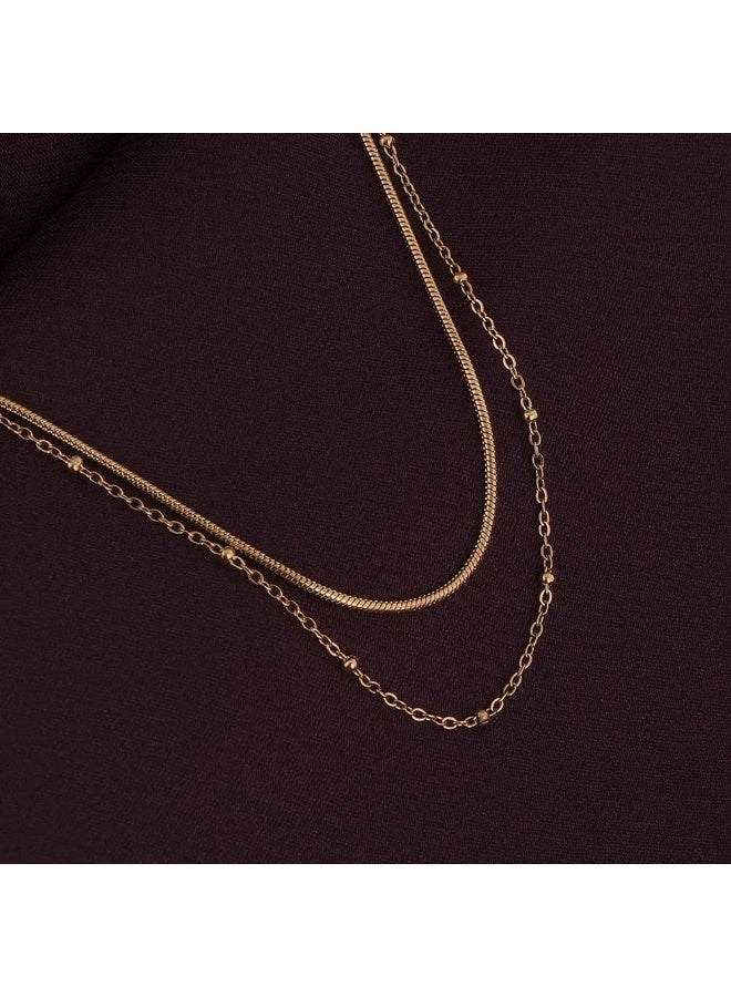 PALMONAS 18k Gold Tone Plated Double layer choker necklace
 for Women - Image 3