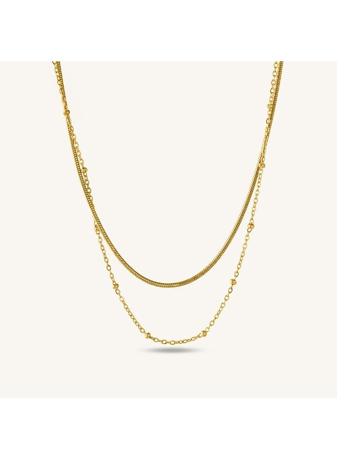 PALMONAS 18k Gold Tone Plated Double layer choker necklace
 for Women - Image 1