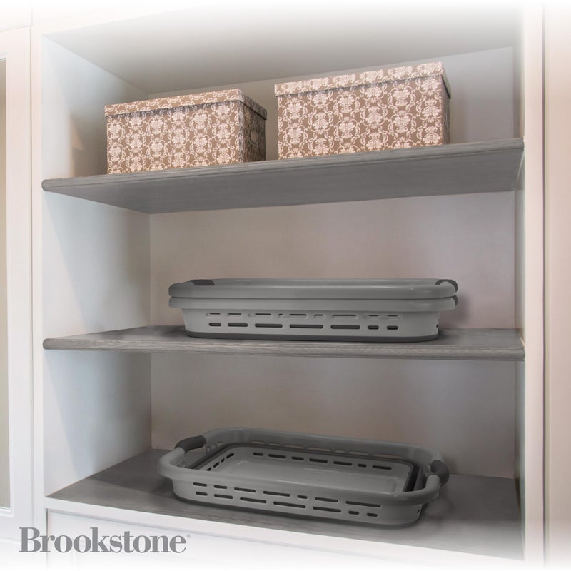 BROOKSTONE 11 GALLON XL 24" Collapsible Laundry Basket & Clothes Hamper, Comfort Non-Slip Handles, Modern Laundry Hamper with Space Saving Design, Portable Pop-Up Hamper, BPA FREE, Grey, 1 Pack - Image 3