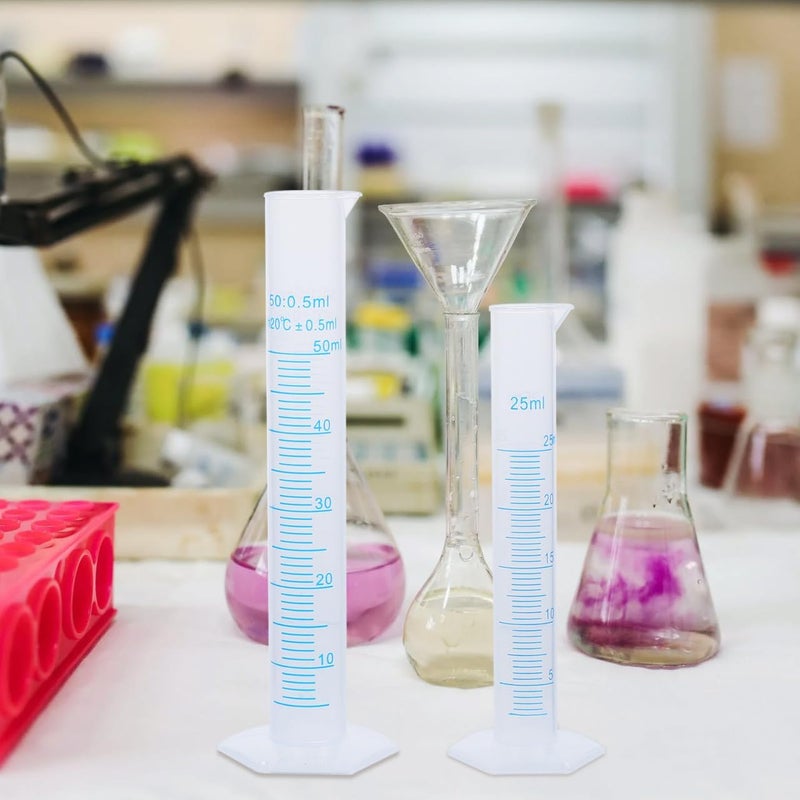 Hemobllo Plastic Measuring Cylinder Set 4 Pcs 10Ml 25Ml 50Ml 100Ml Graduated Cylinders with Stable Pentagonal Base for Accurate Liquid Measurement in Laboratory and Classroom - Image 2