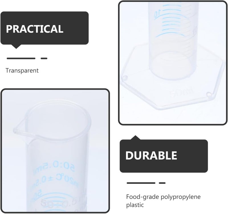 Hemobllo Plastic Measuring Cylinder Set 4 Pcs 10Ml 25Ml 50Ml 100Ml Graduated Cylinders with Stable Pentagonal Base for Accurate Liquid Measurement in Laboratory and Classroom - Image 4