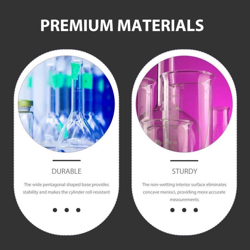 Hemobllo Plastic Measuring Cylinder Set 4 Pcs 10Ml 25Ml 50Ml 100Ml Graduated Cylinders with Stable Pentagonal Base for Accurate Liquid Measurement in Laboratory and Classroom - Image 5