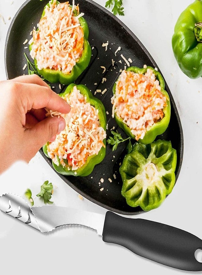 FIOTOK Jalapeno Corer Tool with Serrated Slice and Rubber Handle Easily Seed Remover or Slice off Vegetables tops for Efficient Cooking and Grilling - Image 4