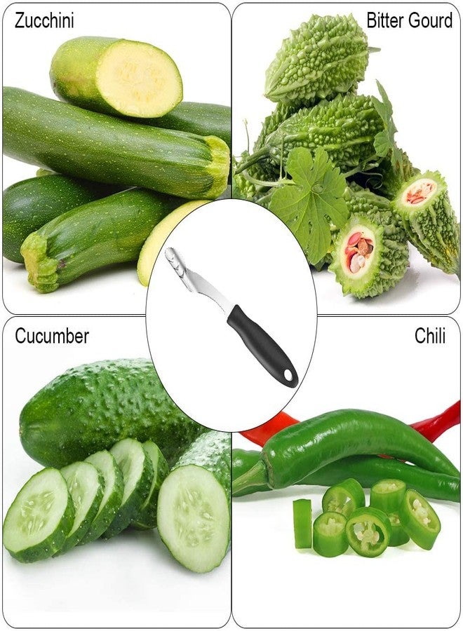 FIOTOK Jalapeno Corer Tool with Serrated Slice and Rubber Handle Easily Seed Remover or Slice off Vegetables tops for Efficient Cooking and Grilling - Image 5