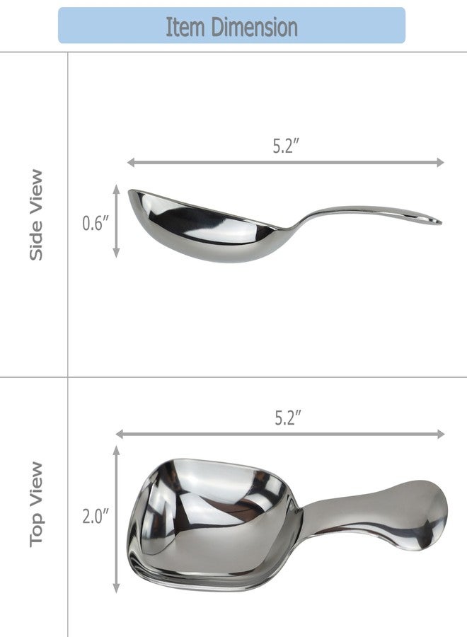 EIKS 2 Pack Short Handle Scoop Stainless Steel Spoon for Coffee Bean Tea Sugar Salt Condiments Flour Ice Cream, 5.2" Long Fit in Jar - Image 3
