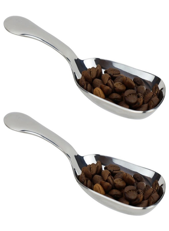 EIKS 2 Pack Short Handle Scoop Stainless Steel Spoon for Coffee Bean Tea Sugar Salt Condiments Flour Ice Cream, 5.2" Long Fit in Jar - Image 1