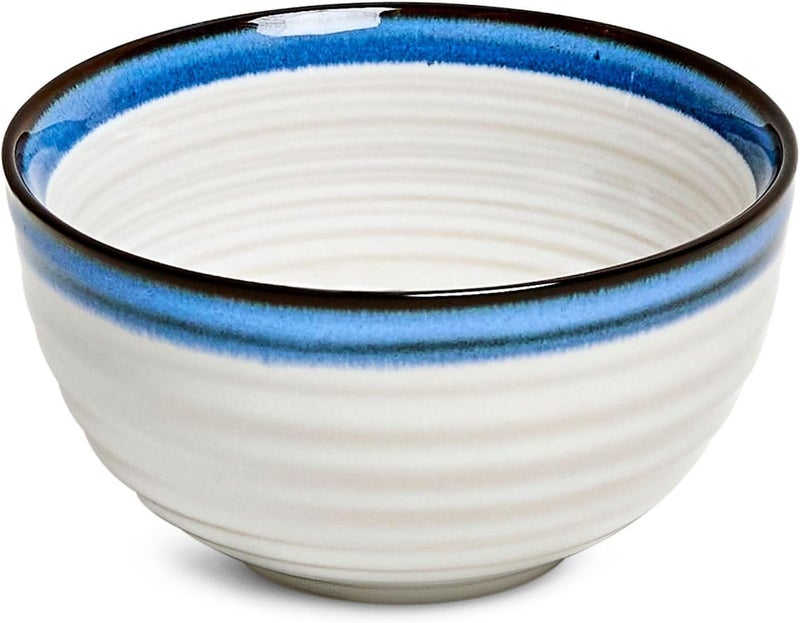 Sango Siterra Santorini 16Piece White Stoneware Dinnerware Set  Service for 4 Plate  Bowl Set Rustic White with Reactive Blue Glaze for Daily Dining  Entertainment Microwave  Dishwasher Safe - Image 5