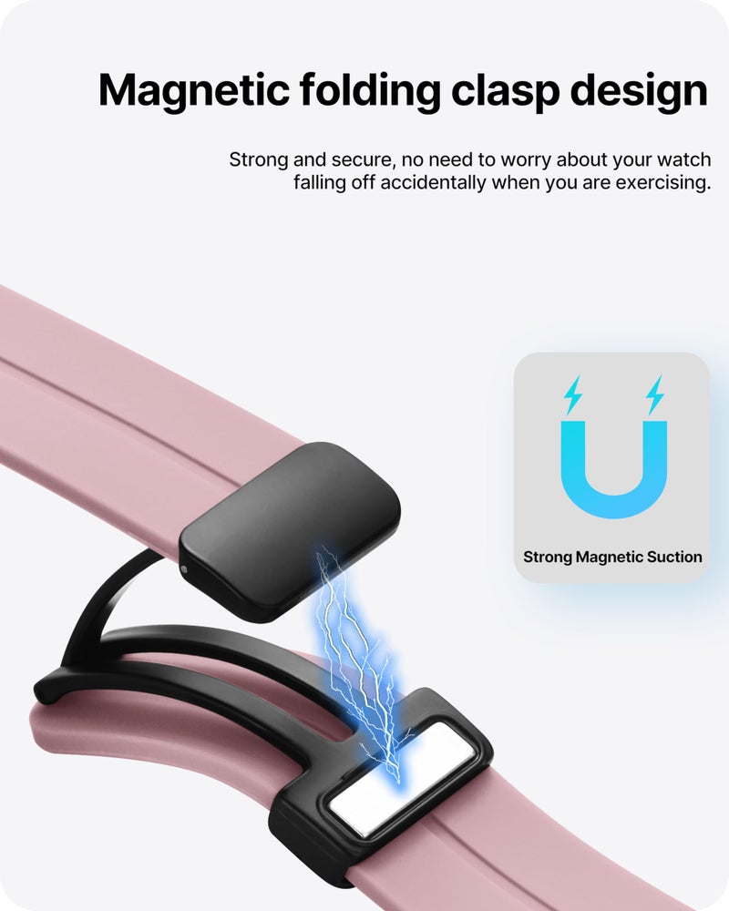 Fullmosa Magnetic Strap Compatible with Apple Watch Strap 49mm 46mm 45mm 44mm 42mm,Silicone Band for iWatch Ultra 3/2/1 SE3/2/1 Series 11 109 8 7 6 5 4 3 2 1,Pink [Watch NOT Included] - Image 2