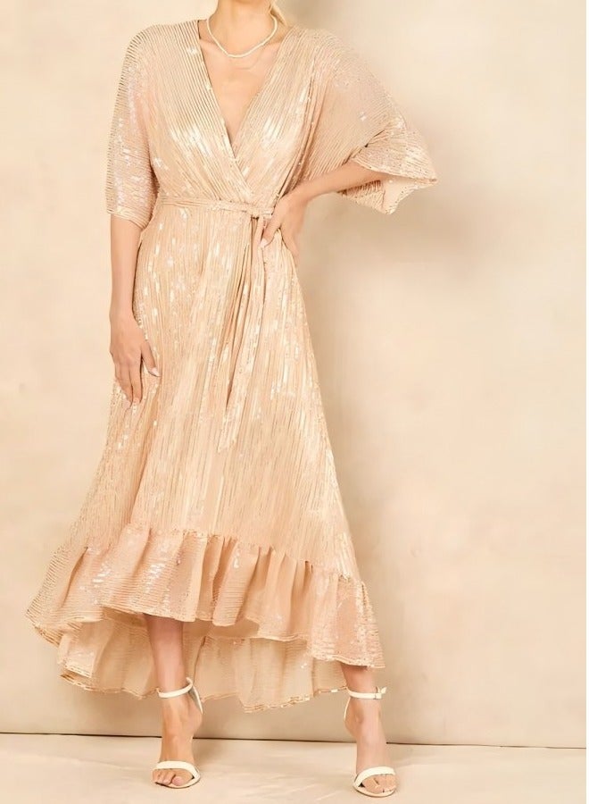 GEXUAN V - Neck Sequin Maxi Dress - Image 1