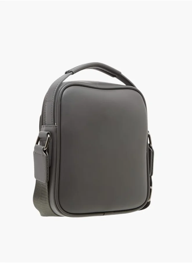 DUCHINI Mens Textured Crossbody Bag With Detachable Strap And Zip Closure