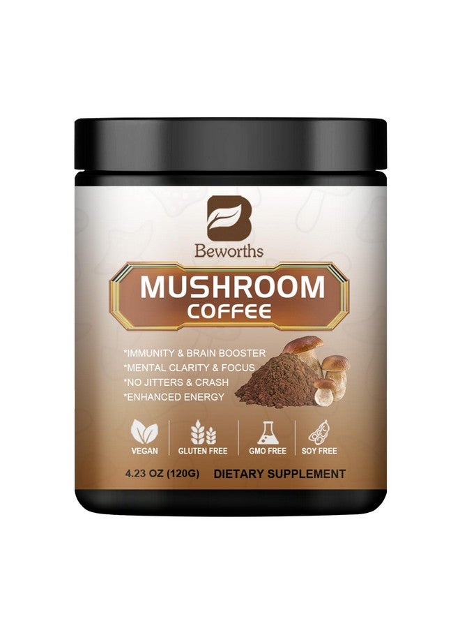 ب يستحق قهوة الفطر - مسحوق فطر عرف الأسد، قهوة سريعة التحضير مع عرف الأسد، والريشي، والشاجا، والكورديسيبس، وذيل الديك الرومي - بديل قهوة الفطر للطاقة، وصفاء الذهن، والتركيز، وتعزيز الدماغ - Image 1