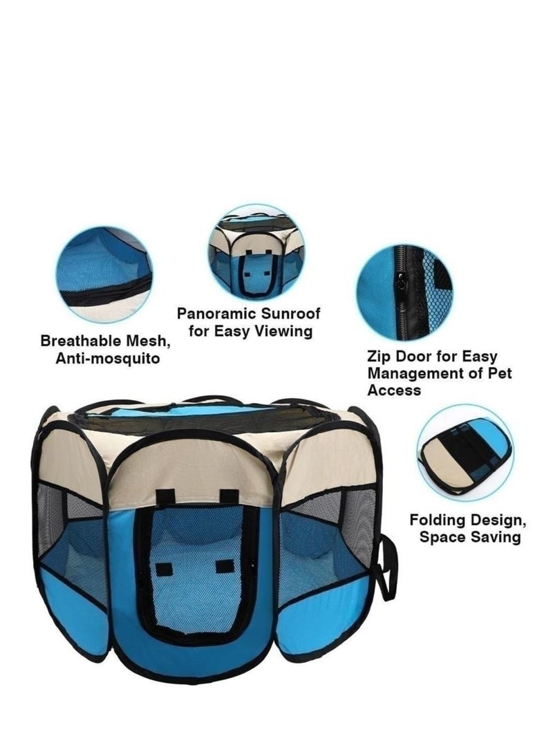 Arabest قلم لعب جرو قابل للطي للحيوانات قلم لعب للكلاب حظيرة كلاب من قماش أكسفورد مقاوم للماء قلم لعب للكلاب والأرانب والقطط للاستخدام الداخلي أو الخارجي - Image 2