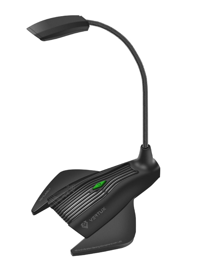 VERTUX - Vertux Gaming Microphone, Professional Anti-Vibration Omnidirectional USB Computer Mic with 360 Degree Adjustable Neck, Power Button and Colorful RGB Light for Gaming, PS5, Xbox X, YouTube, VertuMic-1 Black - Image 1