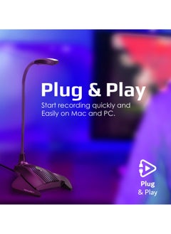 VERTUX Vertux Gaming Microphone, Professional Anti-Vibration Omnidirectional USB Computer Mic with 360 Degree Adjustable Neck, Power Button and Colorful RGB Light for Gaming, PS5, Xbox X, YouTube, VertuMic-1 Black  - Image 3