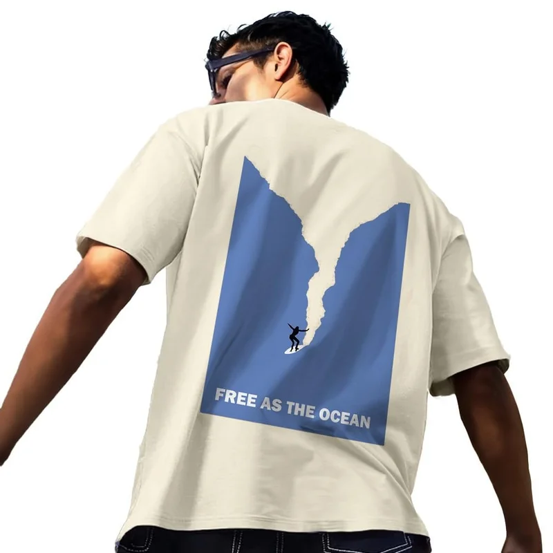 نوبيرو تيشيرت رجالي كريمي قطن أوفر سايز من نوبرو