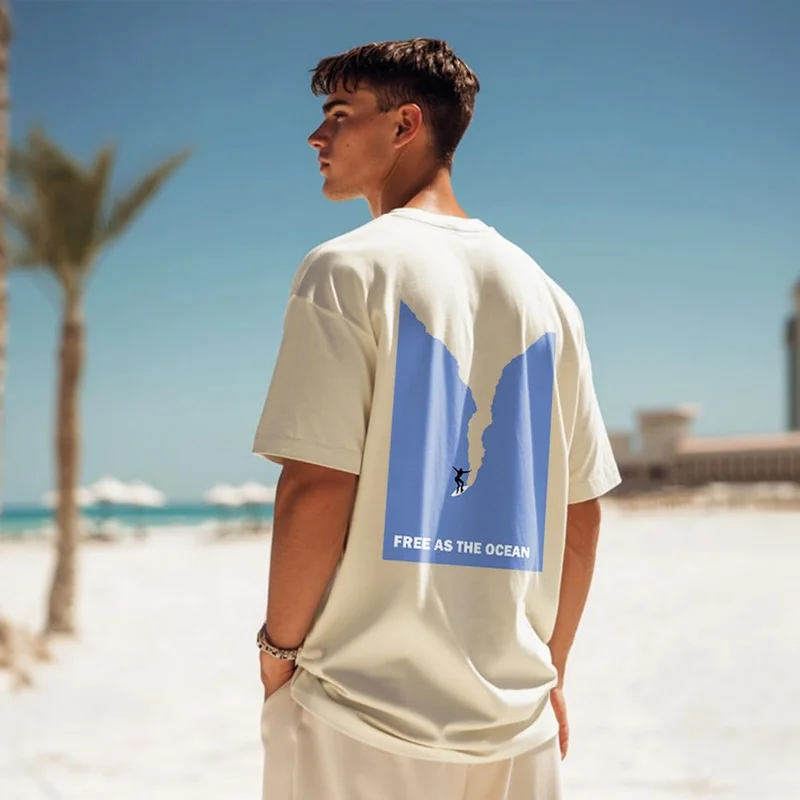 NOBERO  NOBERO Men's Cream Cotton Oversized T-Shirt for Men | Best Price UAE