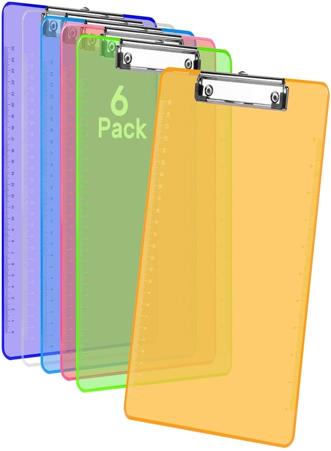 Dynta Plastic Clipboards A4/Letter Size 8.5x11 Clear Colored Clip Boards Hanging Hard Board for Outdoors Indoors Painting Note-Taking Writing Pads Document Storage 6 Pack - Image 1