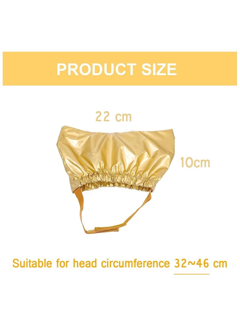 Green Tiger Pet Shower Cap - Waterproof Reusable Bath Ear Covers with Adjustable Strap Prevent Water in Ears Elastic Headgear for Cat Dog Kitten Puppy (Size M, 1 Gold+ 1 Silver) - Image 4