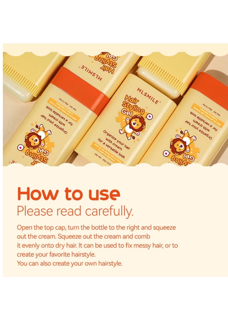 Hair Styling Gel, Kids Broken Hair Finishing Stick Gel，Hair Gel for Toddlers， Kids Light Smell Hair Style Product， Mild Ingredients Designed for Children's Hair, Hair Stick