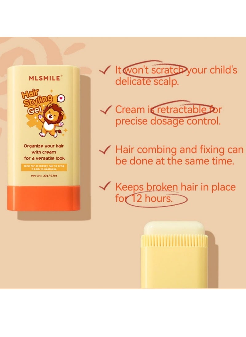 Hair Styling Gel, Kids Broken Hair Finishing Stick Gel，Hair Gel for Toddlers， Kids Light Smell Hair Style Product， Mild Ingredients Designed for Children's Hair, Hair Stick