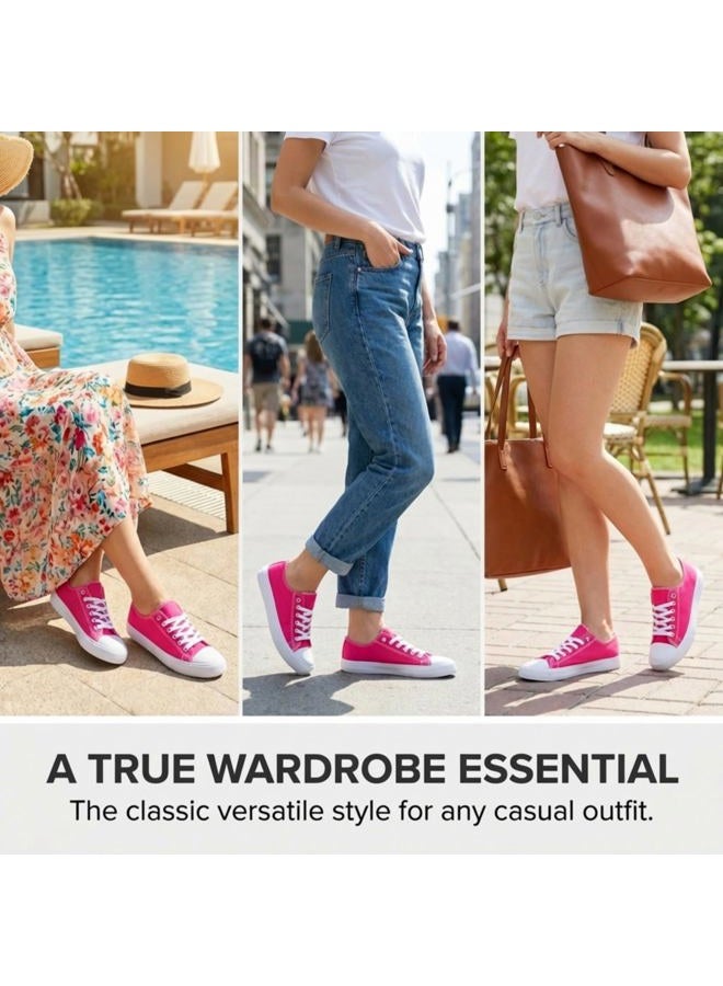 hello basics Sneakers for Women Fashion Sneakers Tennis Shoes Women Sneakers Tenis para Mujeres Womens Canvas Sneakers Women's Sneakers, Pink, 12 - Image 3