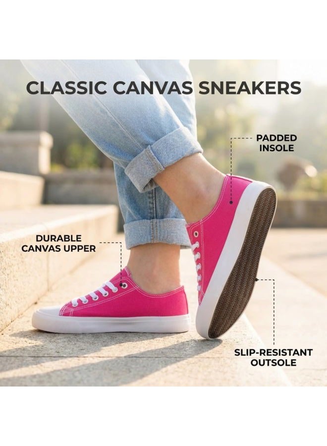 hello basics Sneakers for Women Fashion Sneakers Tennis Shoes Women Sneakers Tenis para Mujeres Womens Canvas Sneakers Women's Sneakers, Pink, 12 - Image 4
