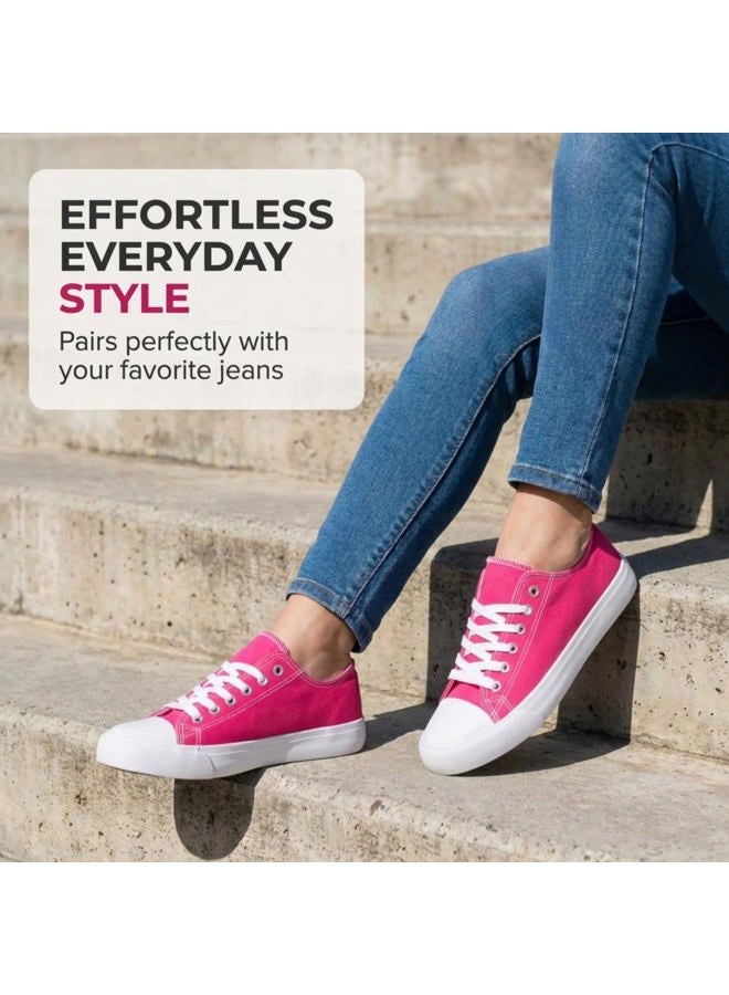 hello basics Sneakers for Women Fashion Sneakers Tennis Shoes Women Sneakers Tenis para Mujeres Womens Canvas Sneakers Women's Sneakers, Pink, 12 - Image 2