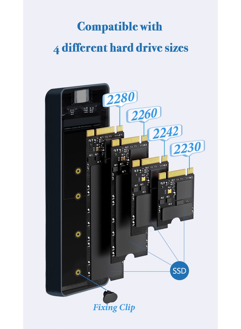 SIGood M.2 SATA SSD Enclosure, USB 3.2 5Gbps with LCD Health Alert, Aluminum Finned Heatsink, Supports 42/60/80mm, SATA-Only External Case for M.2 SSDs (Not NVMe) - Image 4