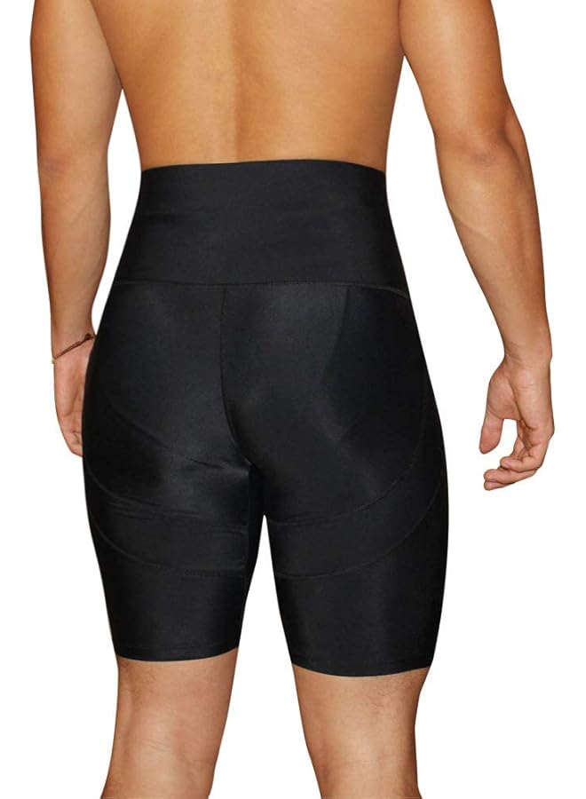 Men'S Double Layer Belt Anti Curling High Waist Body Sculpting Pants Abdomen Shaping Shorts L - Image 4
