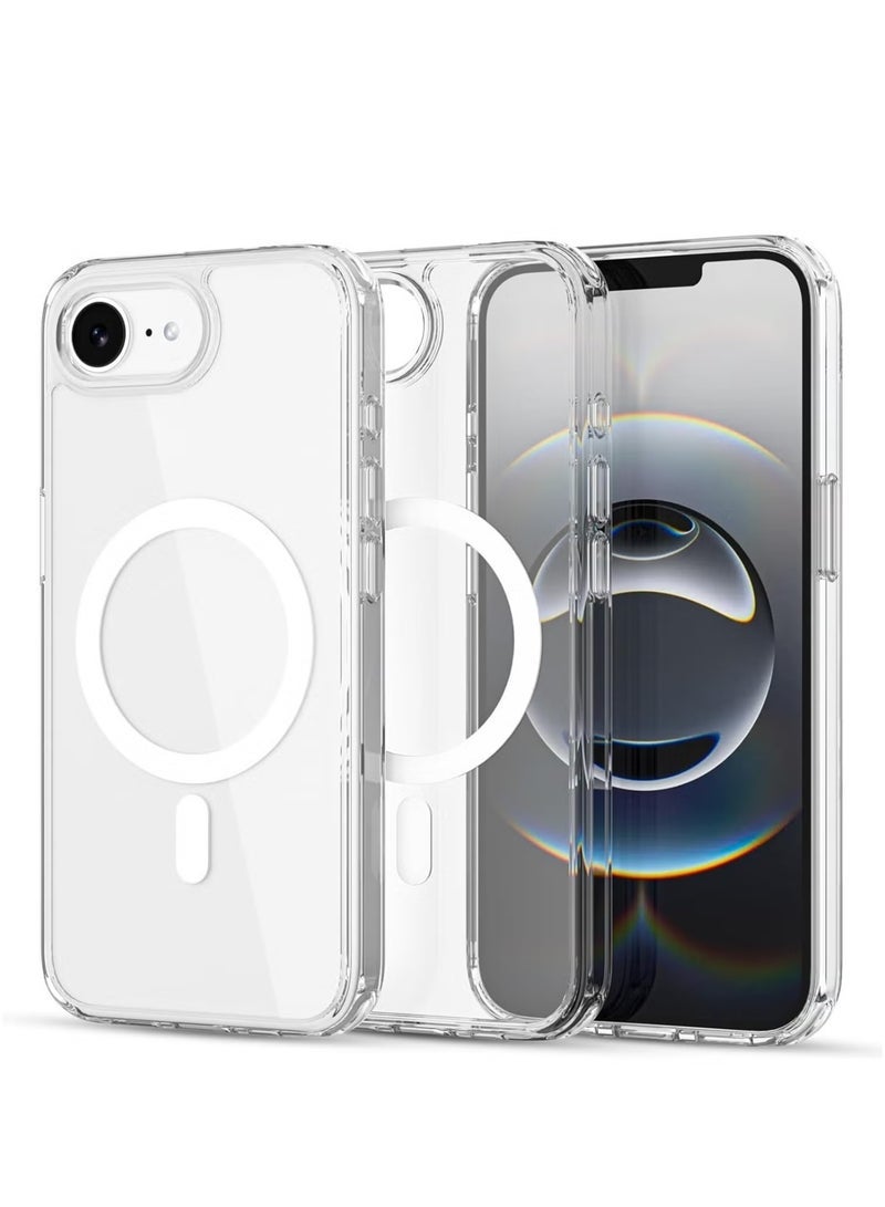 NEW iPhone 16E Clear Magnetic Cover | MagSafe Compatible | Hybrid Protective Crystal Clear Hard Back Case | Shockproof Silicone Frame | Slim Transparent Case for Apple iPhone 16E - Ultimate Protection & Sleek Design