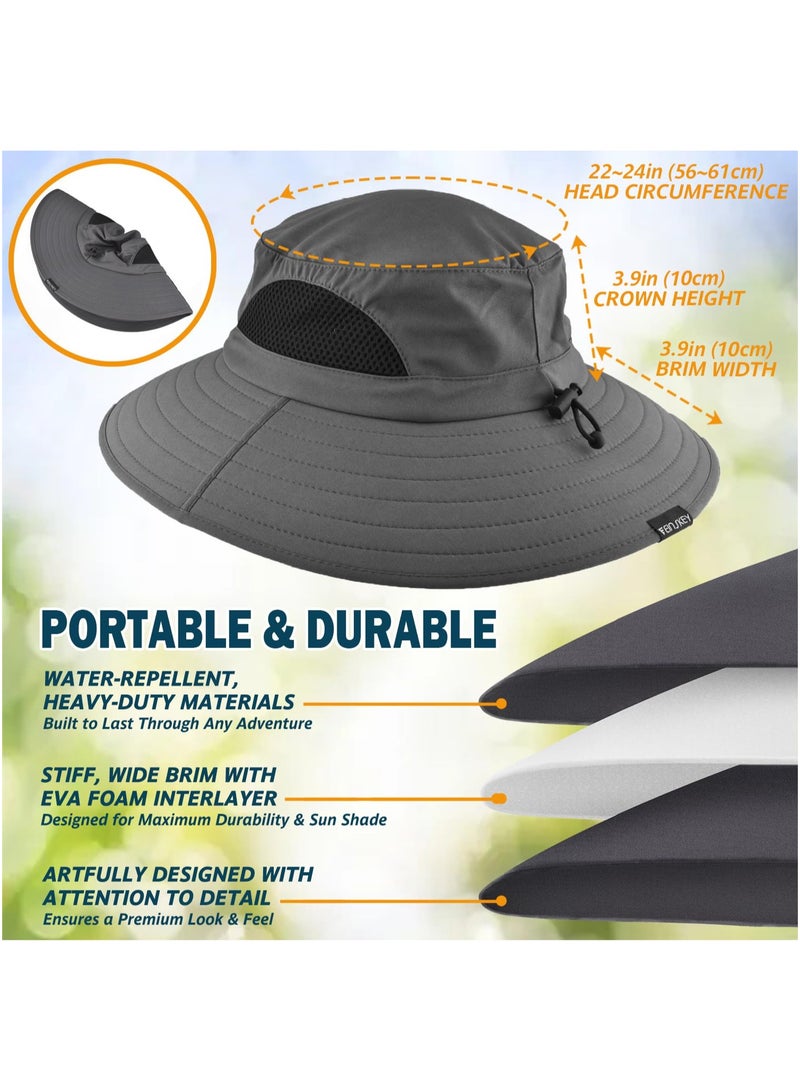 ساكن قبعة شمس واسعة الحواف، حماية من الأشعة فوق البنفسجية UPF 50+ مقاومة للماء وقابلة للطي للرجال والنساء، وصيد الأسماك والمشي لمسافات طويلة والشاطئ والحديقة - Image 2