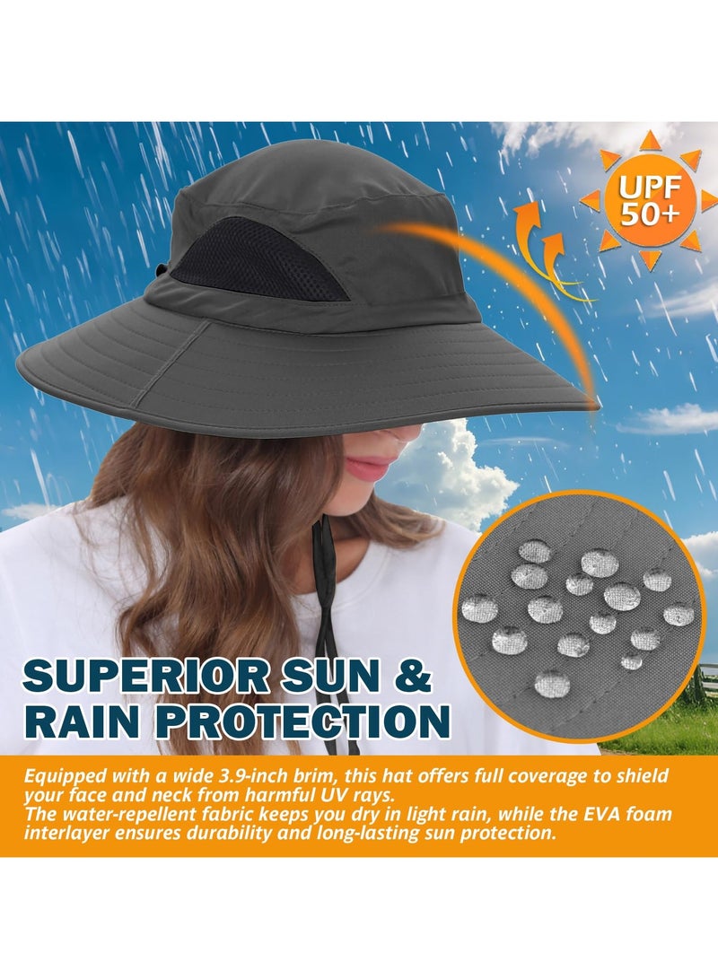 ساكن قبعة شمس واسعة الحواف، حماية من الأشعة فوق البنفسجية UPF 50+ مقاومة للماء وقابلة للطي للرجال والنساء، وصيد الأسماك والمشي لمسافات طويلة والشاطئ والحديقة - Image 4