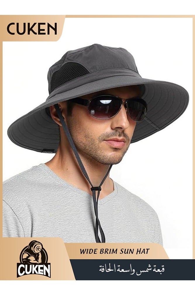 ساكن قبعة شمس واسعة الحواف، حماية من الأشعة فوق البنفسجية UPF 50+ مقاومة للماء وقابلة للطي للرجال والنساء، وصيد الأسماك والمشي لمسافات طويلة والشاطئ والحديقة - Image 1