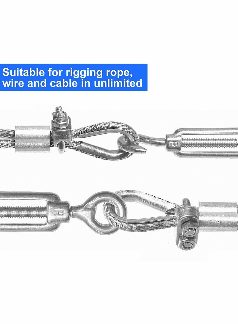 MUNTAQI Wire Rope Accessory Set, 24pcs 304 Stainless Steel Cable Clamp Silver M2 Clip, Thimble, 2mm Aluminum Crimping Loop, for 1/8 inch - Image 4