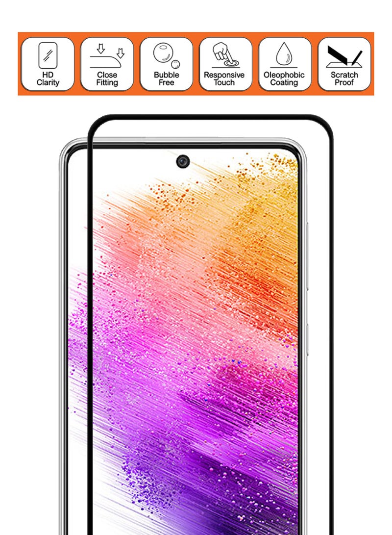 For Samsung Galaxy A73 5G - Tempered Glass Screen Protector - Advanced Border-Less Full Edge to Edge ,Shatterproof , High Responsiveness , Higher Transparency , Quick to Install ,Anti-scratch and Bubble-free Screen Protector - Black - Image 4