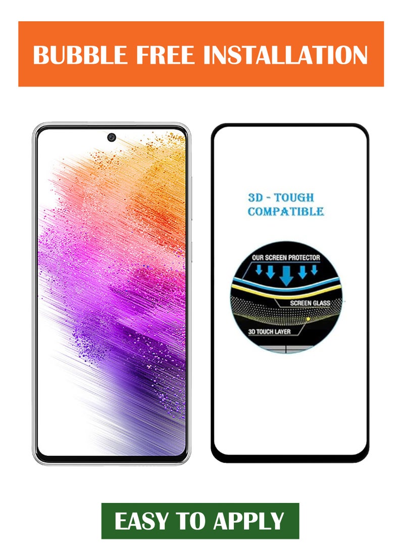 For Samsung Galaxy A73 5G - Tempered Glass Screen Protector - Advanced Border-Less Full Edge to Edge ,Shatterproof , High Responsiveness , Higher Transparency , Quick to Install ,Anti-scratch and Bubble-free Screen Protector - Black - Image 3