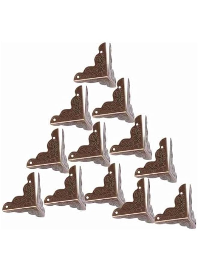 12pcs Vintage Metal Three Sides Corner Decorative Protectors Iron Cover Guard with Screws for Jewelry Gift Box Picture Frame(Bronze) - Image 1