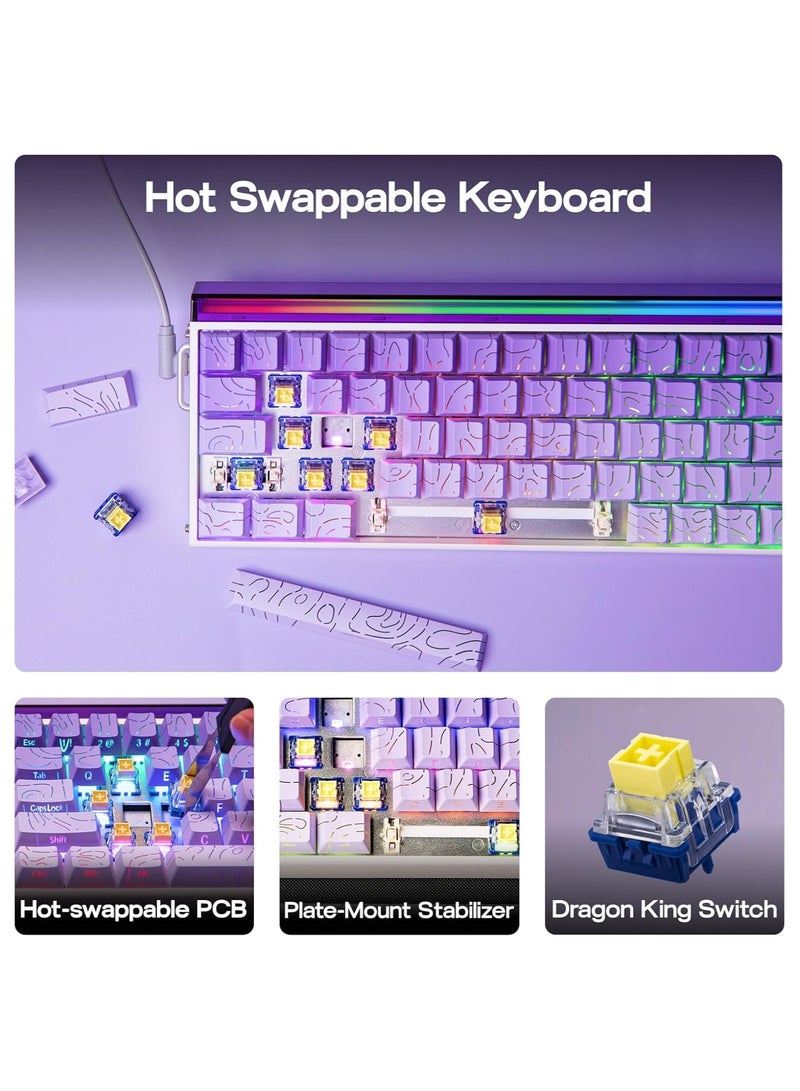 أولا لوحة مفاتيح الألعاب السلكية AULA Hero68 HE، بتقنية المفاتيح المغناطيسية، تشغيل قابل للتعديل حتى 0.01 مم، مفاتيح تأثير هول سريعة، معدل استقصاء 8 كيلوهرتز، تخميد صوتي من 5 طبقات، إضاءة RGB فردية، تخطيط مدمج 65% (أرجواني) - Image 4