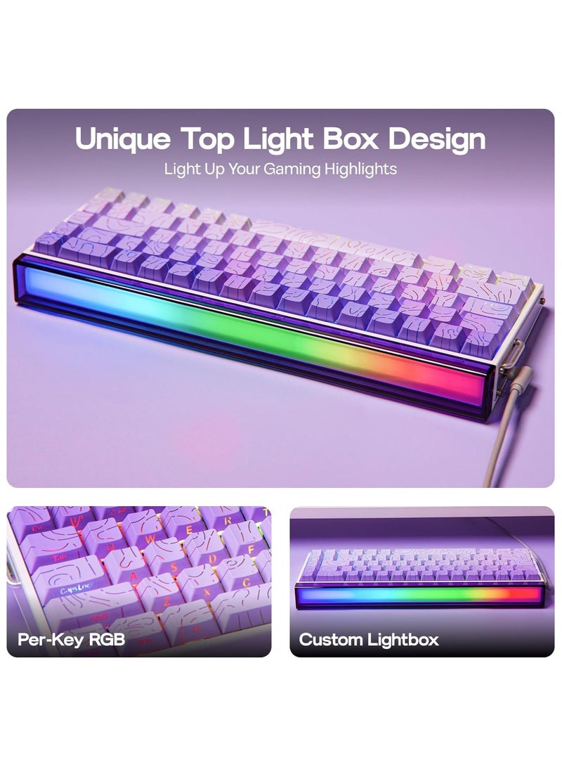 أولا لوحة مفاتيح الألعاب السلكية AULA Hero68 HE، بتقنية المفاتيح المغناطيسية، تشغيل قابل للتعديل حتى 0.01 مم، مفاتيح تأثير هول سريعة، معدل استقصاء 8 كيلوهرتز، تخميد صوتي من 5 طبقات، إضاءة RGB فردية، تخطيط مدمج 65% (أرجواني) - Image 2