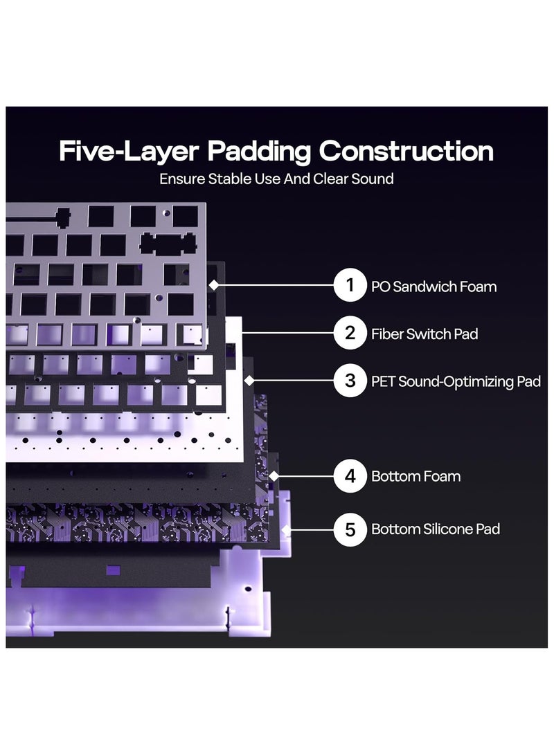 أولا لوحة مفاتيح الألعاب السلكية AULA Hero68 HE، بتقنية المفاتيح المغناطيسية، تشغيل قابل للتعديل حتى 0.01 مم، مفاتيح تأثير هول سريعة، معدل استقصاء 8 كيلوهرتز، تخميد صوتي من 5 طبقات، إضاءة RGB فردية، تخطيط مدمج 65% (أرجواني) - Image 5