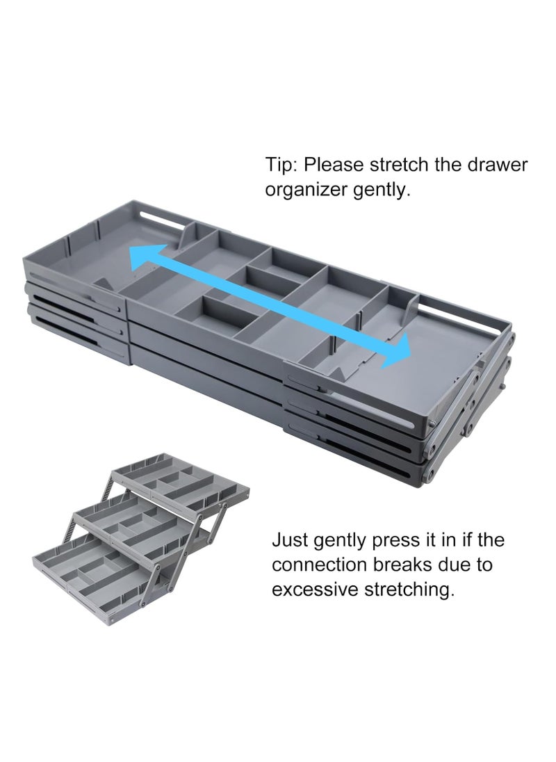XiuWoo - 3 Tier Extra Large Space Expandable Adjustable Cutlery Drawer Organizer, Scalable Utensil Kinfe Trayanna, Silverware and Flatware Holder, Closet Cutlery Tray for Spoons Forks Knives - Image 1